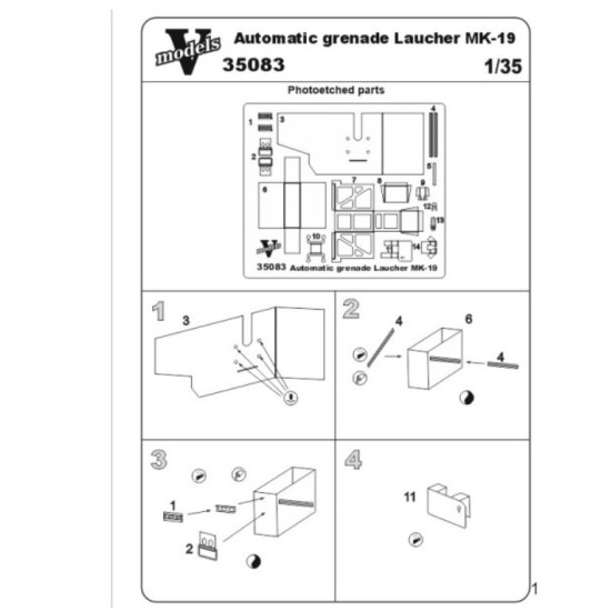 Vmodels 35083 1/35 Automatic Grenade Launcher Mk 19 Photo Etched Accessories Kit