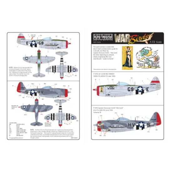 Kits World Kw172035 1/72 Decal For American Nose Art P-47 Thunderbolt