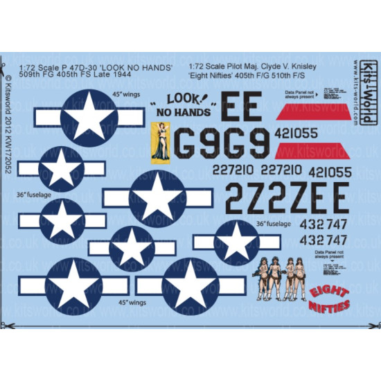 Kits World Kw172052 1/72 Decal For P-47 Thunderbolts P-47 G9-e 42-27210 42-1055