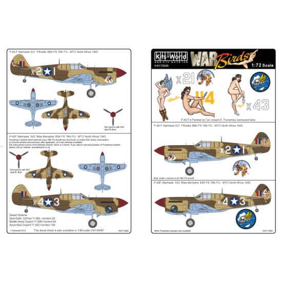 Kits World Kw172060 1/72 Decal For Curtiss P-40 Warhawks Accessories Kit
