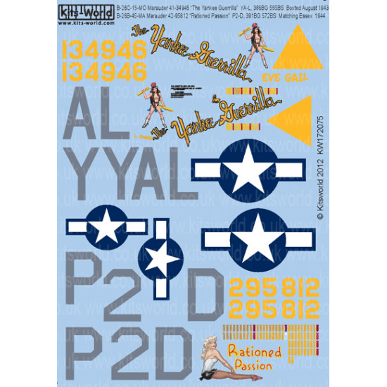 Kits World Kw172075 1/72 Decal For B-26 Marauders Accessories Kit