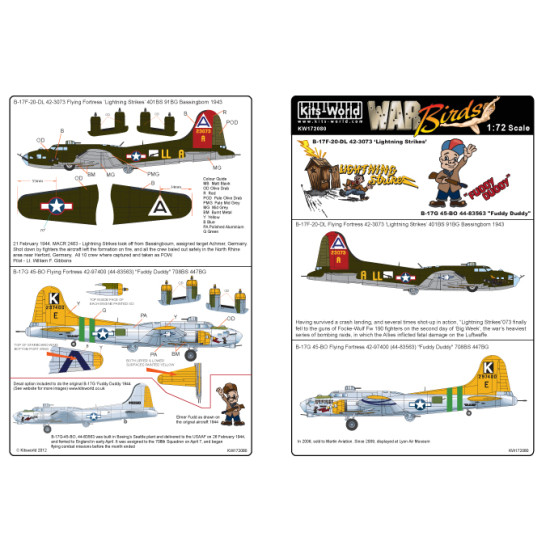 Kits World Kw172080 1/72 Decal For B-17f/G Flying Fortress