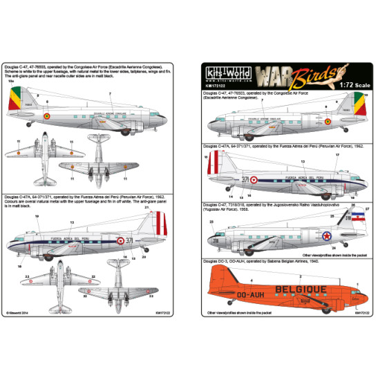 Kits World Kw172122 1/72 Decal For Douglas Dakota Dc3 C-47 Accessories For Aircraft