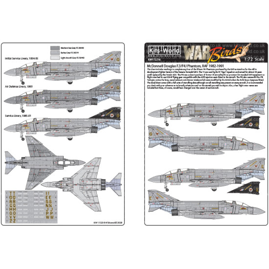 Kits World Kw172216 1/72 Decal For F4j Phantoms Raf Accessories For Aircraft