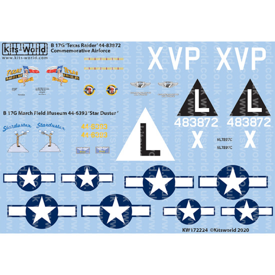 Kits World Kw172224 1/72 Decal For Boeing B-17g Flying Fortress Accessories Kit