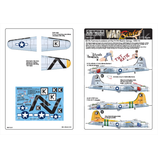 Kits World Kw172231 1/72 Decal For Boeing B-17g Flying Fortress Accessories Kit