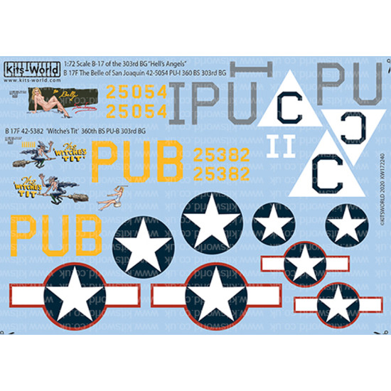 Kits World Kw172240 1/72 Decal For Boeing B-17g Flying Fortress Accessories Kit