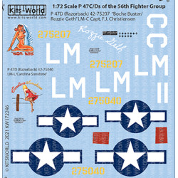 Kits World Kw172246 1/72 Decal For Thunderbolt P-47c/D Razorback Accessories Kit