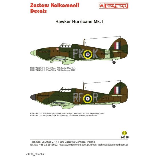 Techmod 24018 1/24 Decal For Hurricane Mk Ic Aircraft Wwii Accessories Kit
