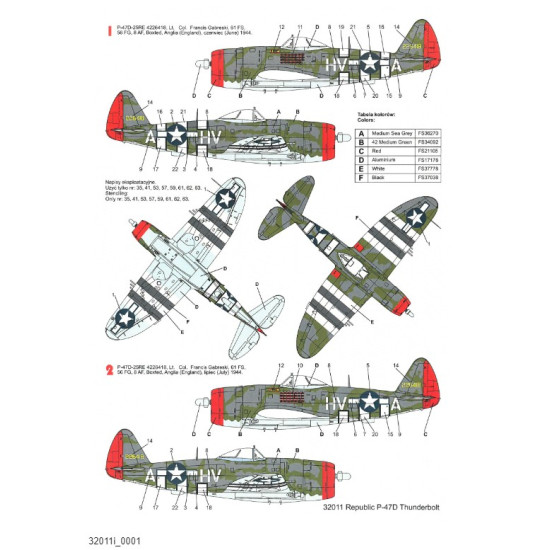 Techmod 32011 1/32 Decal For Republic P-47d Thunderbolt Accessories Kit