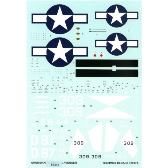 Techmod 32017 1/32 Decal For Avenger Tbm-3 Accessories Kit