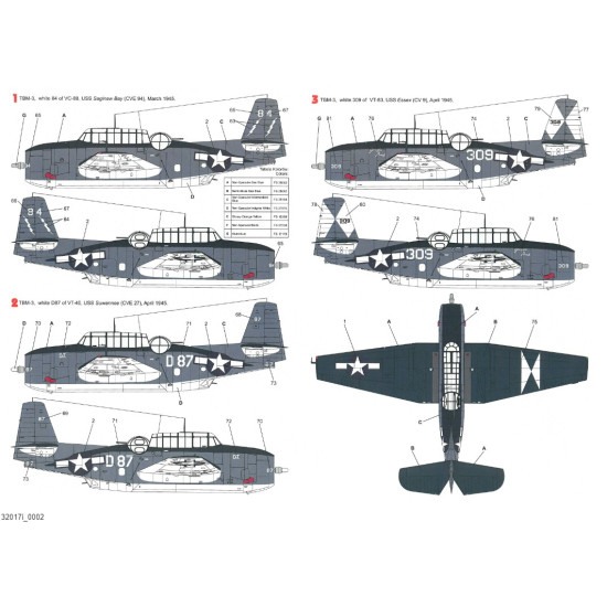 Techmod 32017 1/32 Decal For Avenger Tbm-3 Accessories Kit