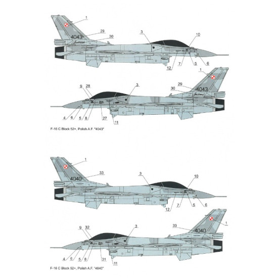 Techmod 32046 1/32 Decal For F-16c/D Block 52 Accessories Kit