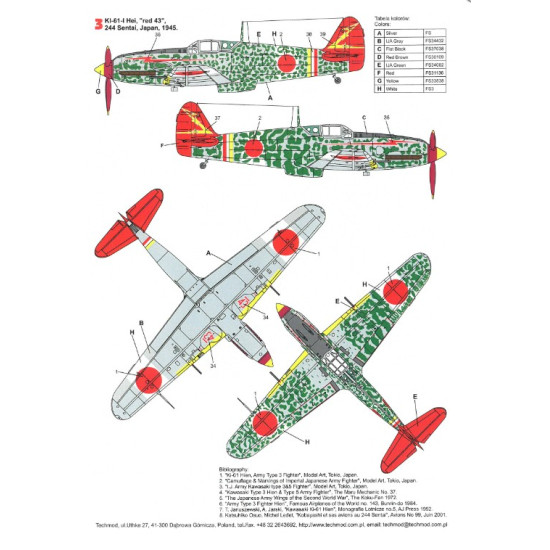 Techmod 32052 1/32 Decal For Ki-61 Hien Accessories For Aircraft
