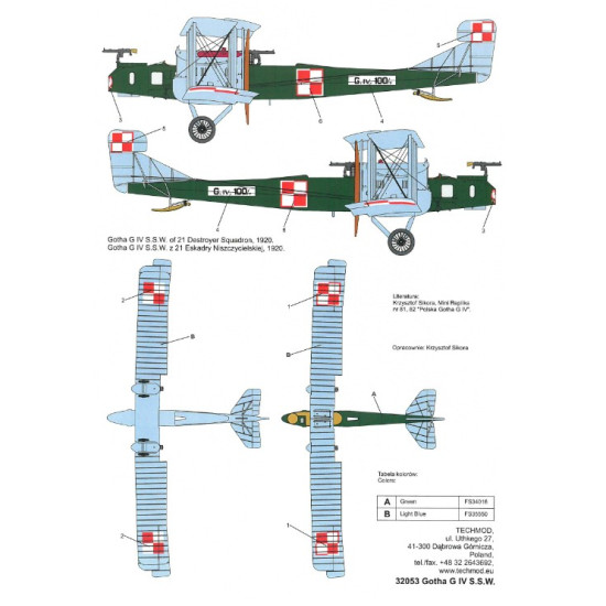 Techmod 32053 1/32 Decal For Gotha G Iv Accessories For Aircraft