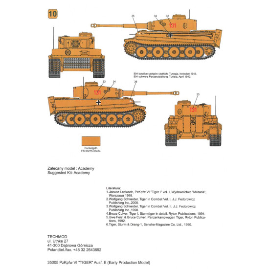 Techmod 35005 1/35 Decal For Pzkpfw Vi Tiger I Early Accessories For Model Kit