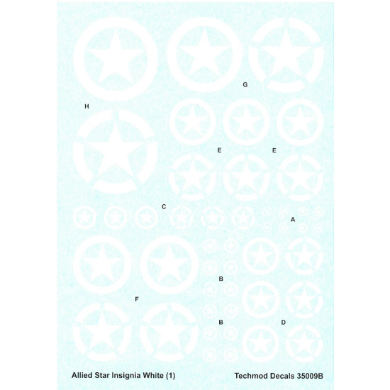 Techmod 35009 1/35 Decal For Allien Stars White Accessories For Model Kit