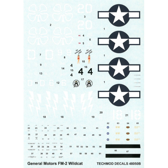 Techmod 48050 1/48 Decal For Wildcat Fm-2 Accessories For Aircraft