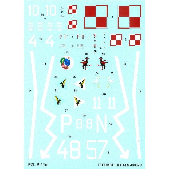 Techmod 48057 1/48 Decal For Pzl P-11c Accessories For Aircraft