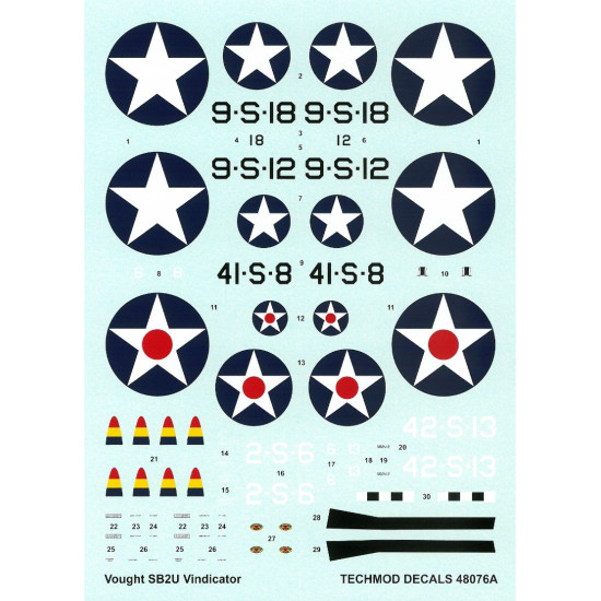 Techmod 48076 1/48 Decal For Vindicator Sb2-u Accessories For Aircraft