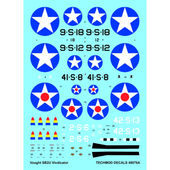 Techmod 48076 1/48 Decal For Vindicator Sb2-u Accessories For Aircraft