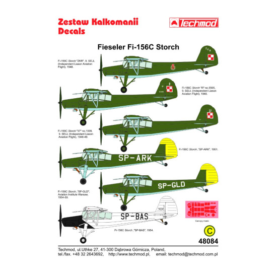 Techmod 48084 1/48 Decal For Fieseler Fi-156c Storch Accessories For Aircraft