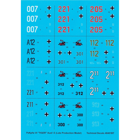 Techmod 48401 1/48 Decal For Pzkpfw Vi Tiger Late Accessories For Model Kit