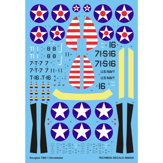 Techmod 48808 1/48 Decal For Tbd-1 Devastator Accessories For Aircraft