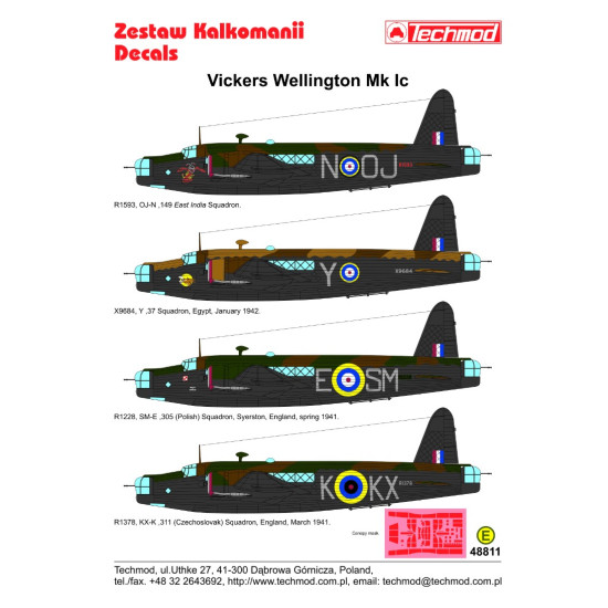 Techmod 48811 1/48 Decal For Wellington Mk Ic Accessories For Aircraft
