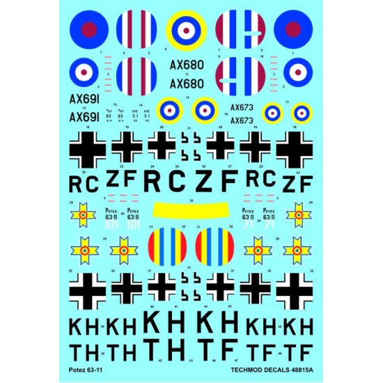 Techmod 48815 1/48 Decal For Potez 63-11 Accessories For Aircraft Techmod 48815 1/48 Decal For Potez 63-11 Accessories For Aircraft