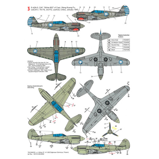 Techmod 72030 1/72 Decal For P-40n-5 Warhawk Accessories For Aircraft