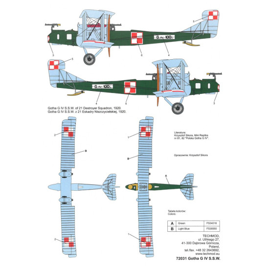 Techmod 72031 1/72 Decal For Gotha B Iv Accessories For Aircraft