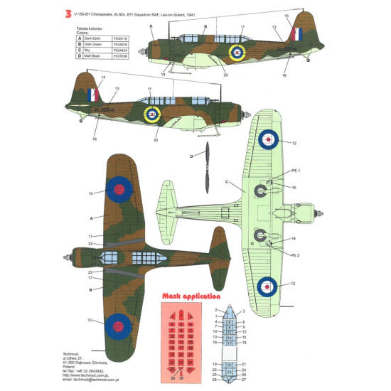 Techmod 72038 1/72 Decal For Vindicator Sb2-u Accessories For Aircraft