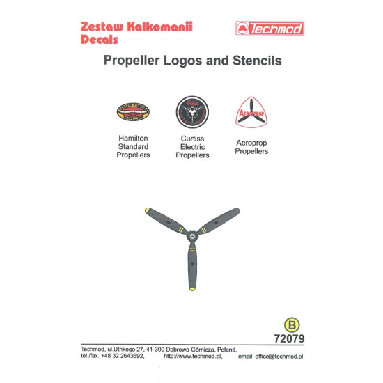 Techmod 72079 1/72 Decal Proppeller Stancils Accessories For Aircraft