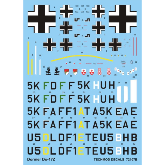 Techmod 72107 1/72 Decal For Dornier Do-17z-2 Accessories For Aircraft