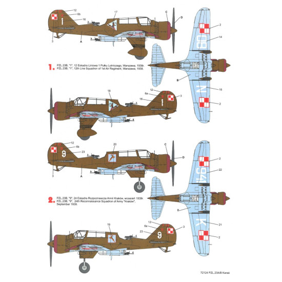 Techmod 72124 1/72 Decal For Pzl-23a/B Karas Accessories For Aircraft