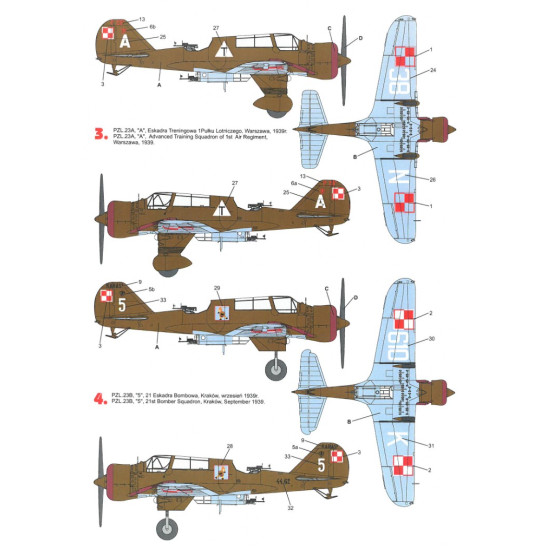 Techmod 72124 1/72 Decal For Pzl-23a/B Karas Accessories For Aircraft