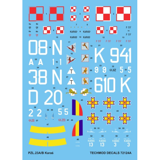 Techmod 72124 1/72 Decal For Pzl-23a/B Karas Accessories For Aircraft