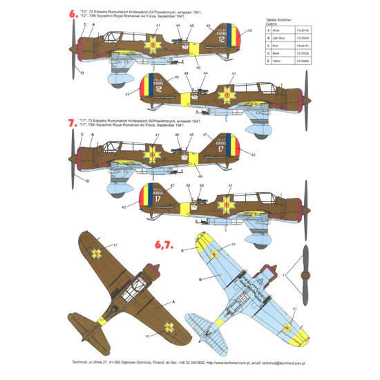 Techmod 72125 1/72 Decal For Pzl-23b Karas Accessories For Aircraft