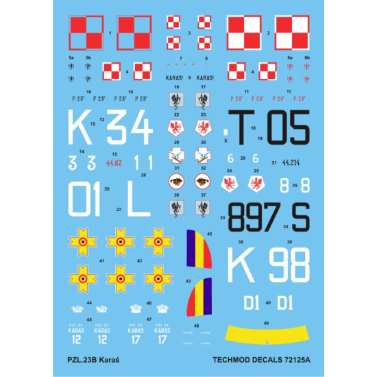 Techmod 72125 1/72 Decal For Pzl-23b Karas Accessories For Aircraft