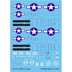 Techmod 72128 1/72 Decal For Avenger Tbm-1c Accessories For Aircraft