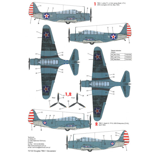 Techmod 72132 1/72 Decal For Tbd-1 Devastator Accessories For Aircraft