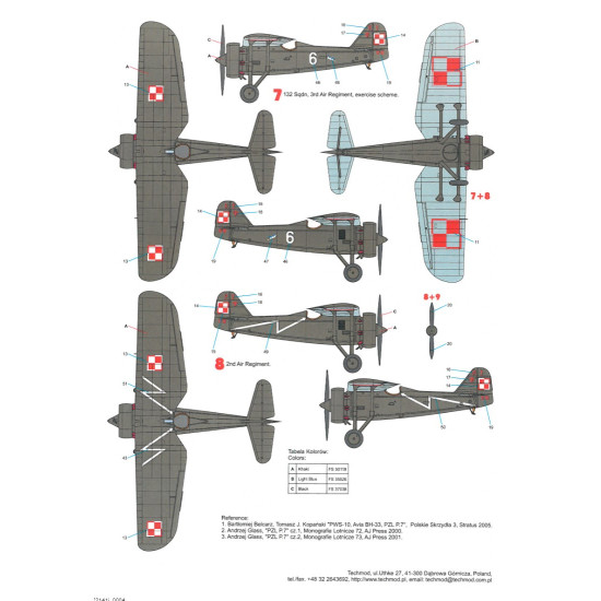 Techmod 72141 1/72 Decal For Pzl P-7 Accessories For Aircraft