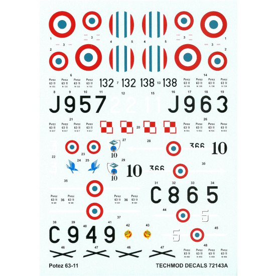Techmod 72143 1/72 Decal For Potez 63-11 Accessories For Aircraft