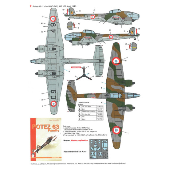 Techmod 72143 1/72 Decal For Potez 63-11 Accessories For Aircraft