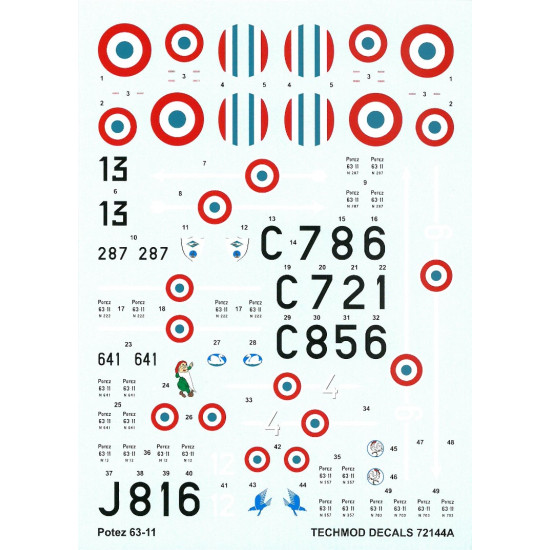 Techmod 72144 1/72 Decal For Potez 63-11 Accessories For Aircraft