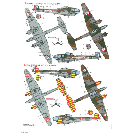 Techmod 72144 1/72 Decal For Potez 63-11 Accessories For Aircraft