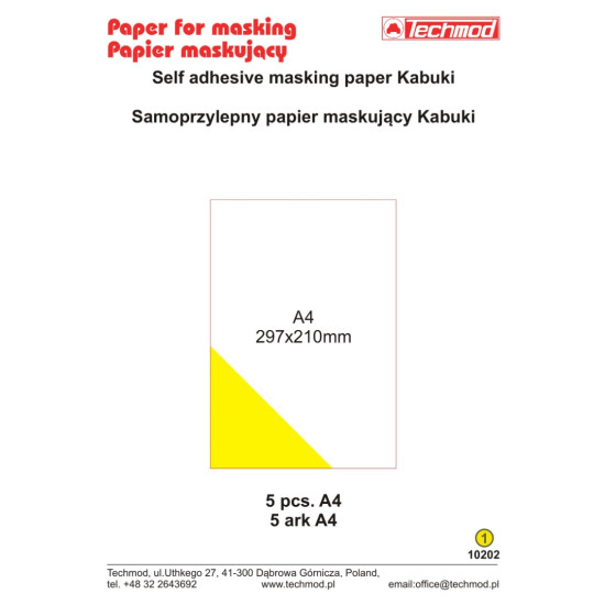 Techmod 10202 Self Adhesive Masking Paper Kabuki 5 Pcs Accessories For Model Kit