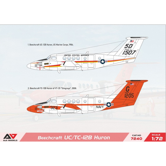 Aa Models 7240 1/72 Beechcraft Uc Tc 12b Huron U.s. Navy U.s. Marine Corp Plastic Model Kit