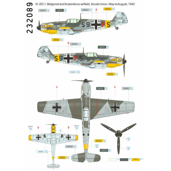 Hgw 232089 1/32 Decal For Bf109e-7 S9 And Fs Accessories For Aircraft